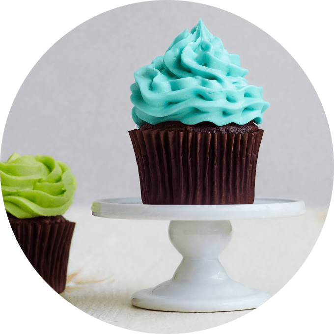 Chocolate cupcake with blue icing